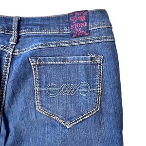 STONE LOVE BLUE WOMEN'S JEANS BLUE SIZE 10 DENIM STRETCH TAPERED ZIPPERED ANKLES